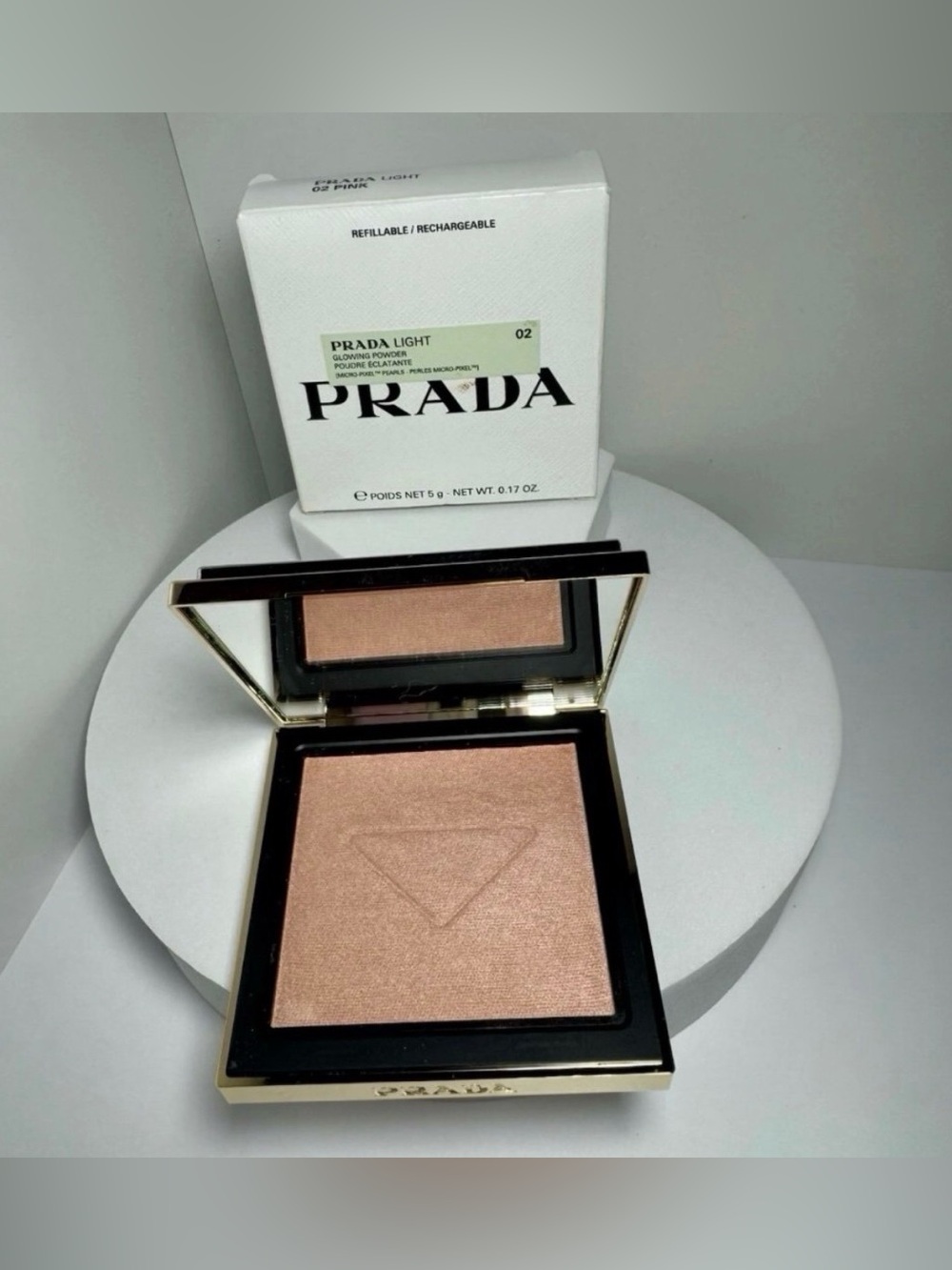 Prada Light Glowing Powder 02 Pink White Packaging